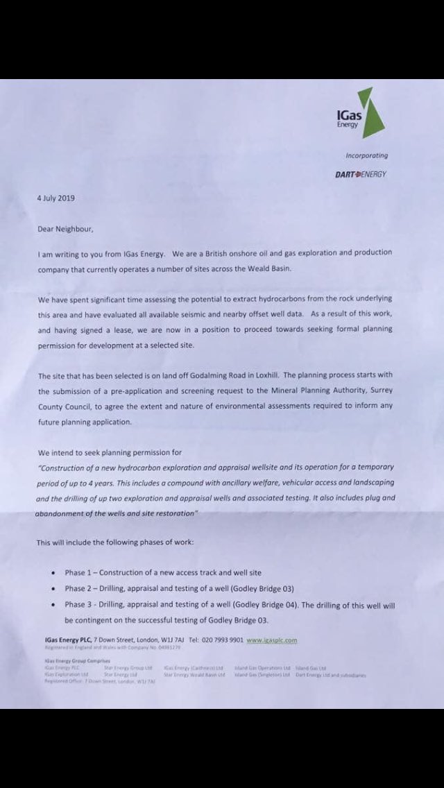 xrwaverley's tweet photo. As a follow-up to this we’ve now learned that Dunsfold residents have just received letters regarding plans for a second drilling site. This has to stop. #ClimateEmergency #KeepItInTheGround https://t.co/RSJU53OBqS