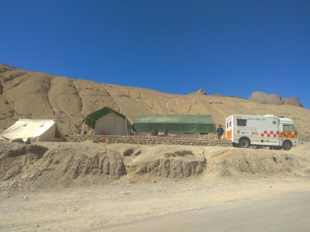 iamhenna5's tweet photo. District Health Authority Leh & Pragya proudly announce launching of First Response(Trauma)Centre at Pang,as part of augmenting emergency trauma management along the Leh Manali Highway. Almost 100 persons availed services this week. #PragyaNGO #royalenfield #dhsleh #roadsafety https://t.co/W4ld4rxNkV