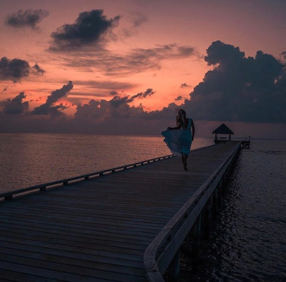 Go where life takes you &amp; don’t forget to enjoy those amazing sunsets that take your breath away. 🧡
.
.
.
📸 : mahi.3006 
Location : The Honeymoon Jetty

#Maldives #sunset #life #views #vacation #summer #travel #holiday #honeymoon
