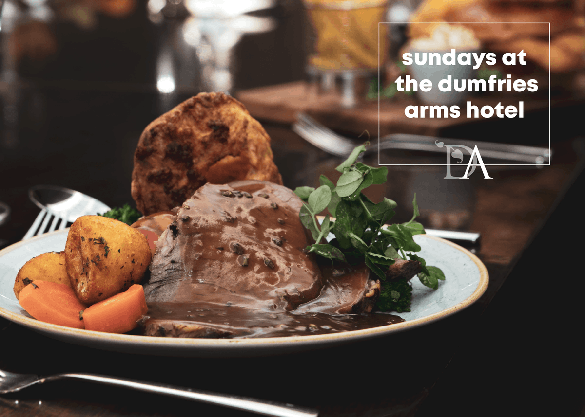 TheDAHotel's tweet photo. Forget the cooking and enjoy a Full Sunday Roast with all the trimmings tomorrow at The Dumfries Arms Hotel, from £10🥩
Served all day every Sunday, booking recommended. Kids eat for free (10 years and under only). Walk ins welcome or get your voucher now: https://t.co/T9jr11fgNn https://t.co/lUwsfCD7qr
