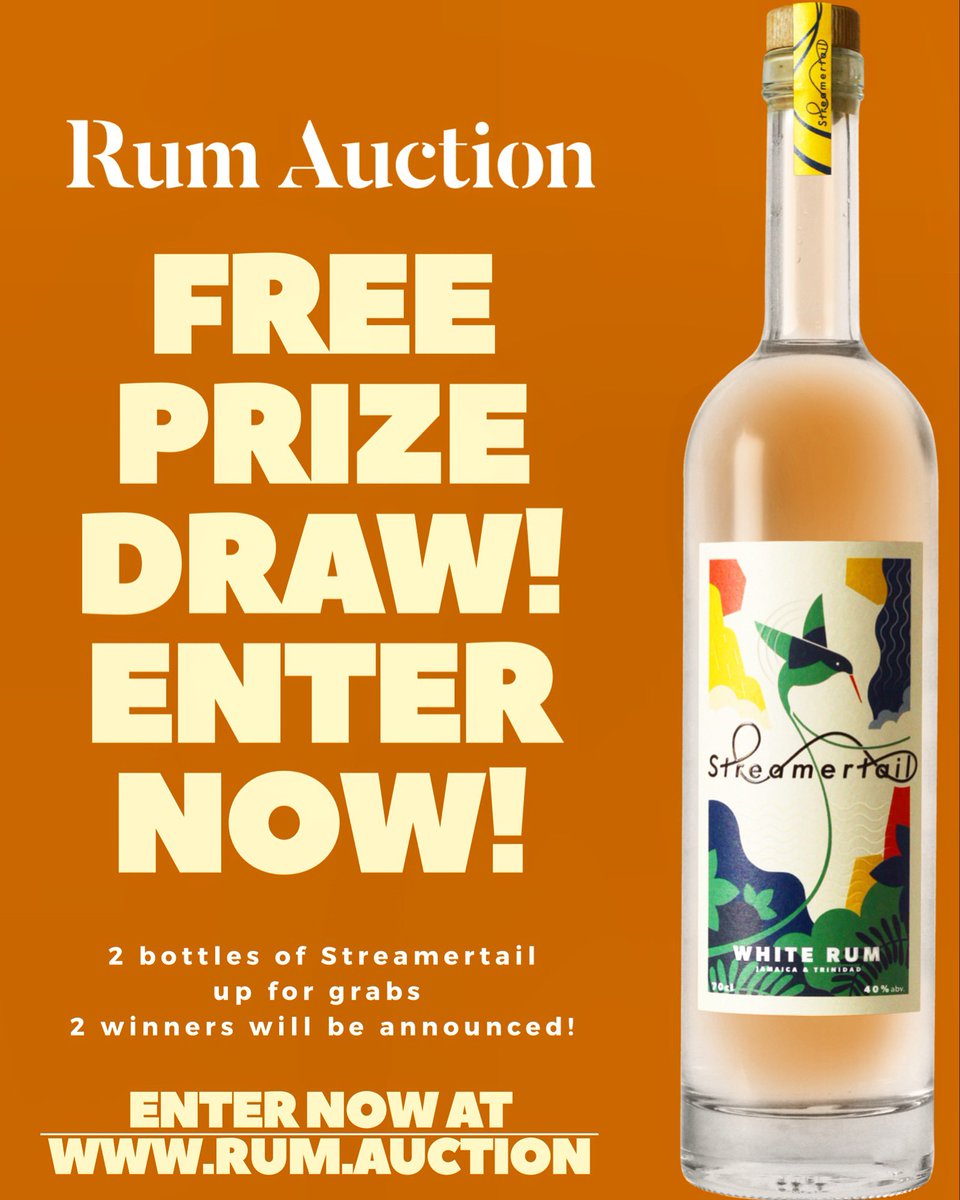 Rum_Auction's tweet image. Only a few days left to enter our prize draw to WIN a bottle of the @streamertail_rum! Enter now for FREE at rum.auction NOW to be in with a chance of winning! 🥃🤙🇯🇲🇹🇹 #areyourumraffleready #rum #win #prizedraw