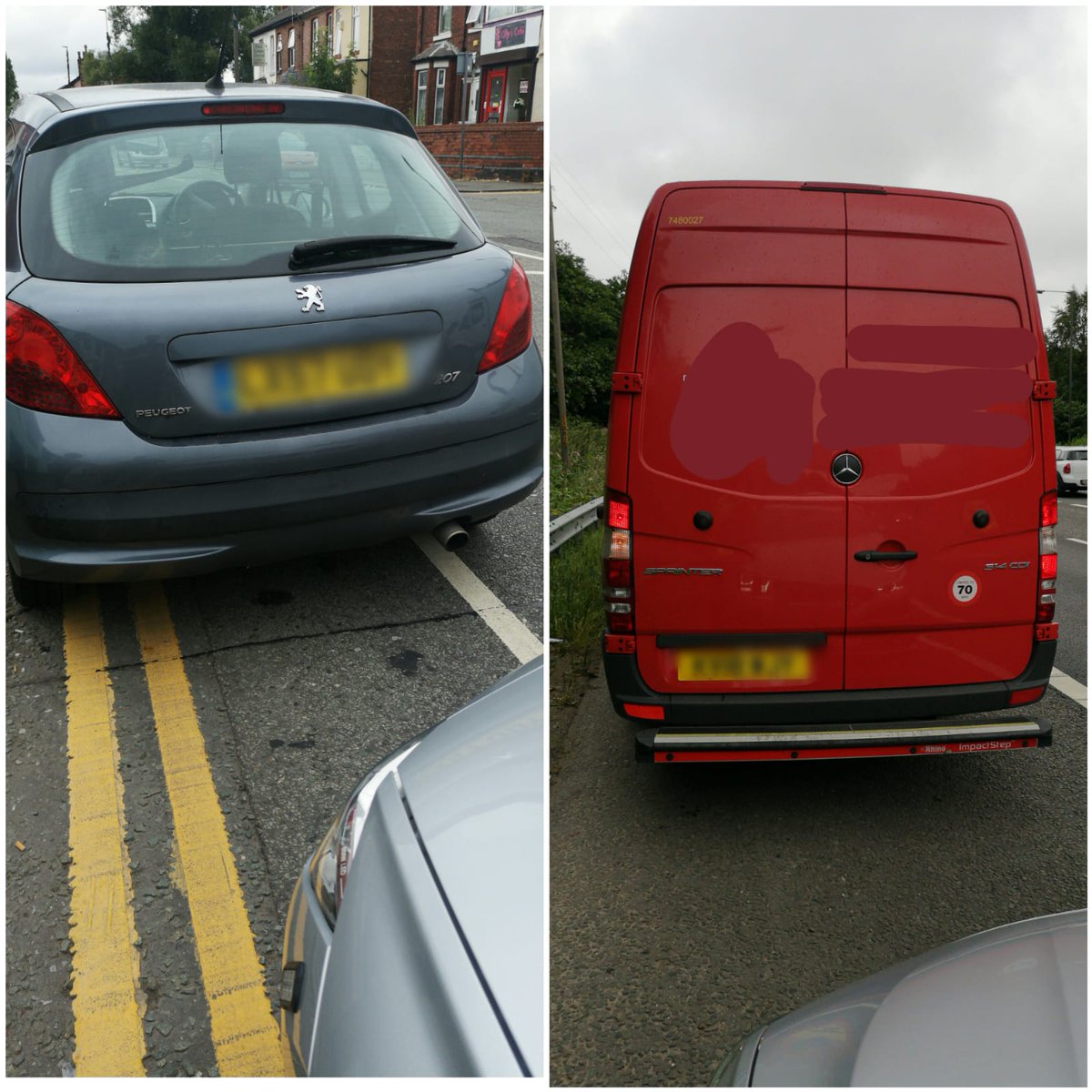 gmptraffic's tweet photo. Our patrols from #GMPSRTT are out and about in the unmarked car today....

here's just a couple of the drivers stopped for using their mobile phones whilst driving..

#wrongfortheroad https://t.co/nLdVh2hIlH