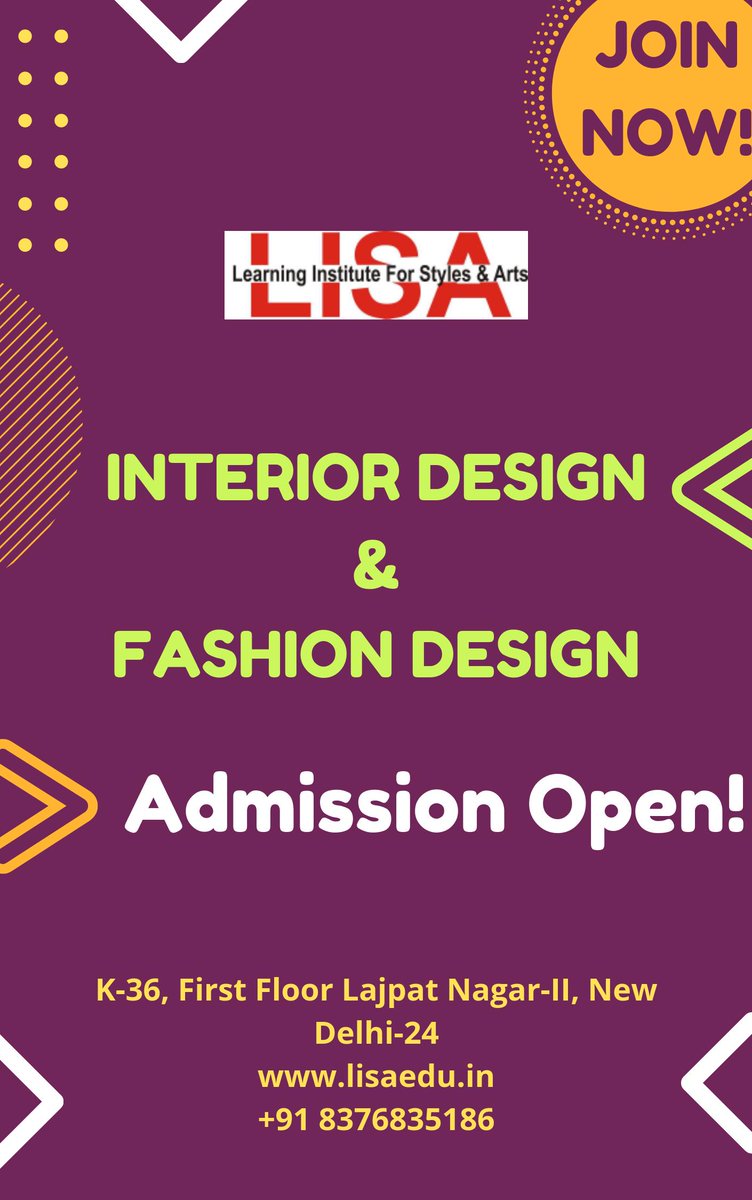 lisainst's tweet photo. Best fashion and Interior Design Courses in Delhi
..For more info visit...https://t.co/ymmEJUX5Vj https://t.co/SV5IUUblbs