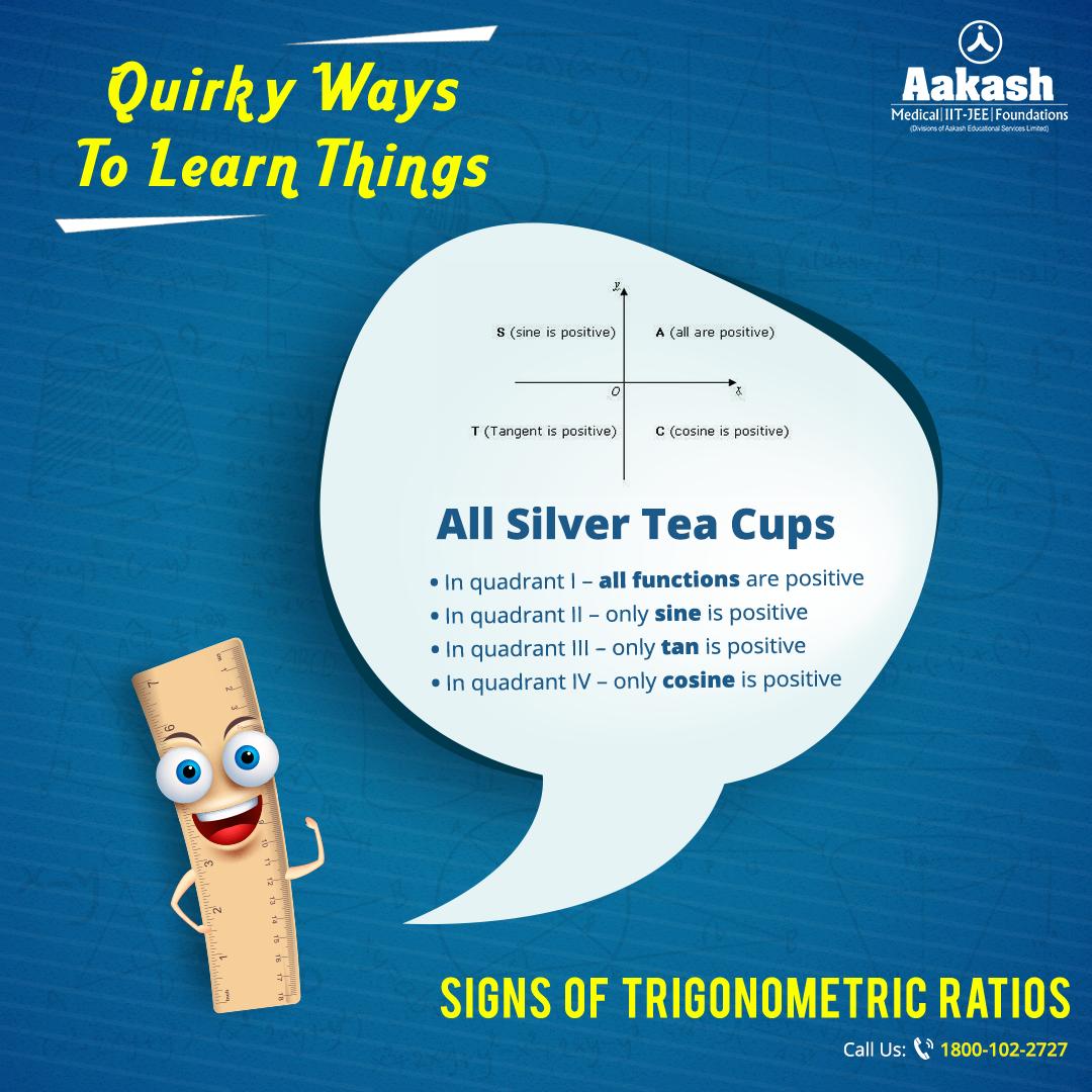 AESL_Official's tweet photo. When learning becomes fun, remembering becomes easy. Check out this interesting way of learning the signs of trigonometric ratios in all the quadrants.
#QuirkyWaysToLearnThings #JEEPreparation #EngineeringPreparation #MedicalPreparation #NEET #AIIMS https://t.co/3Oajppgzxb