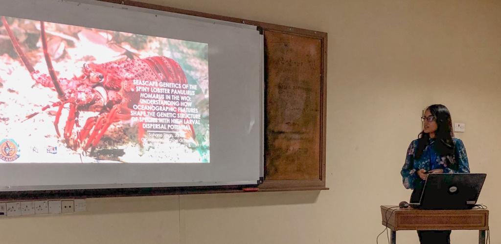 saambr's tweet image. ORI post-doctoral researcher, Dr Sohana Singh, presented her research on seascape genetics of the spiny lobster in the #WIO. #wiomsasymposium2019 #wiomsa2019 #marinescience. And thank you to Sohana for all the photos. Our Twitter star.