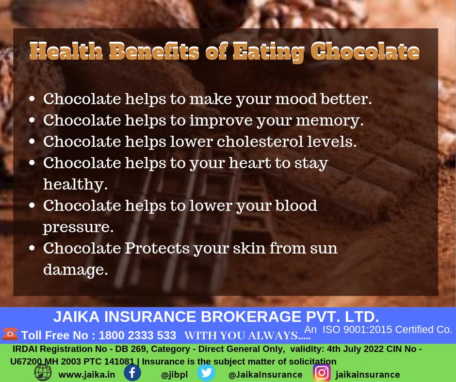 JaikaInsurance's tweet photo. @JaikaInsurance wishes you Sweet #WorldChocolateDay!!! Stay fit...Stay Healthy... #chocolateday #benefitsofchocolate 🍫🍫
Get more details to visit: https://t.co/8eYzvooqHE Contact toll-free no: 1800 2333 533 https://t.co/Z9G8G7DFvv