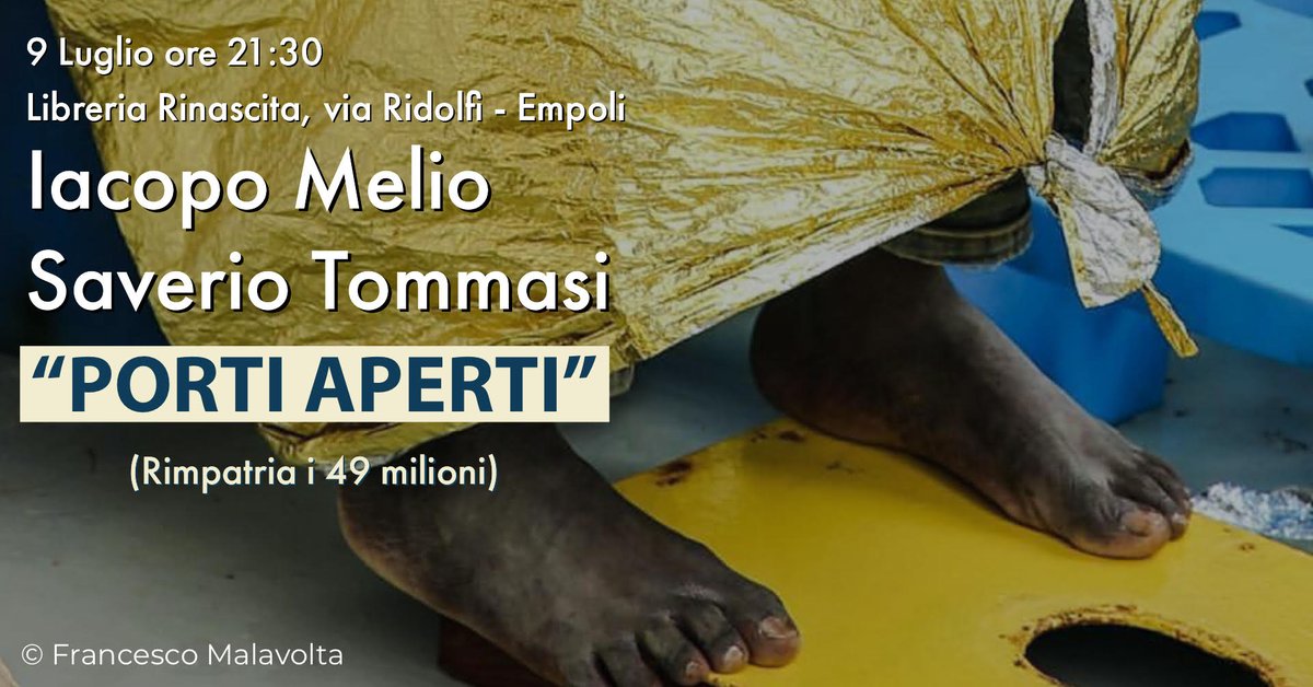Porti Aperti! Martedì 9 luglio, alle 21.30, in libreria con <a href="/iacopo_melio/">Iacopo Melio</a> e <a href="/SaverioTommasi/">Saverio Tommasi</a>. Empoli, via Ridolfi 53.