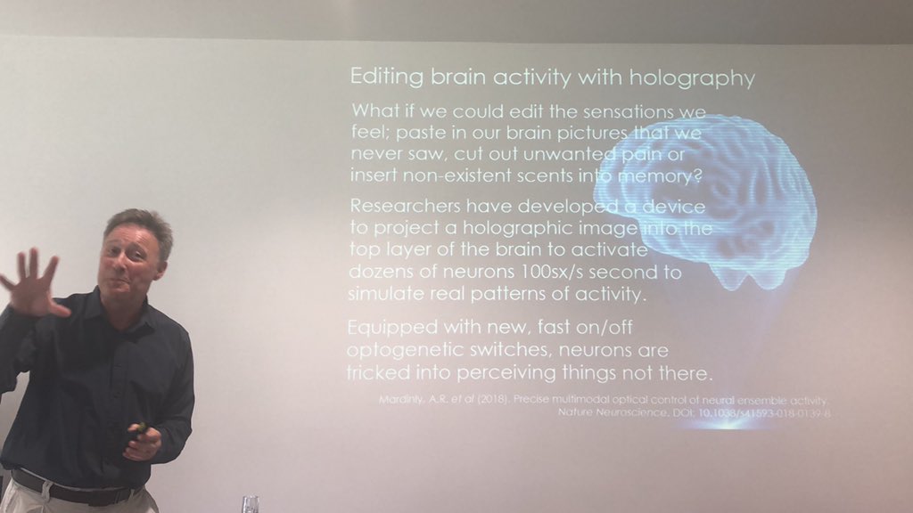 Shanienash's tweet image. Brains can be regulated via holography to implant sensory perceptions or complex behaviours! We can already implant memories! Sci-fi in action! 🧠 #ATPconference2019 #atpconference