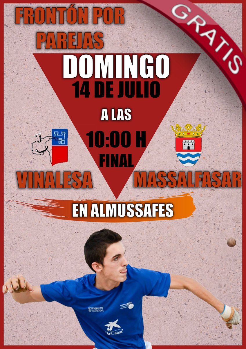 Ven a verme luchando por el trofeo diputación de Valencia en el frontón de José Ventura (Almussafes). Disfruta de una gran partida el Domingo 14 de Julio a las 10:00 horas. <a href="/fedpival/">FedPilotaValenciana</a> <a href="/cpvinalesa/">ClubPilotariVinalesa</a> @vadeboapunt <a href="/pilotaviu/">PilotaViu</a> <a href="/almussafes_aj/">AjuntamentAlmussafes</a> <a href="/ElJocDelPoble/">El Joc Del Poble</a>