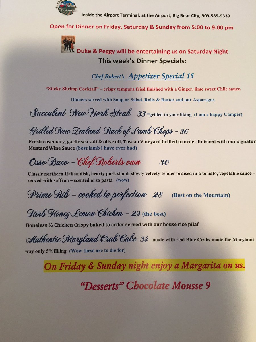 BarnstormRestau's tweet photo. What an amazing weekend Fourth of July barbecues fireworks airfare and special dinners at the Barnstorm Inside the airport terminal in big Bear city,including live music 909-585-9339 https://t.co/IGIF2SPH8i