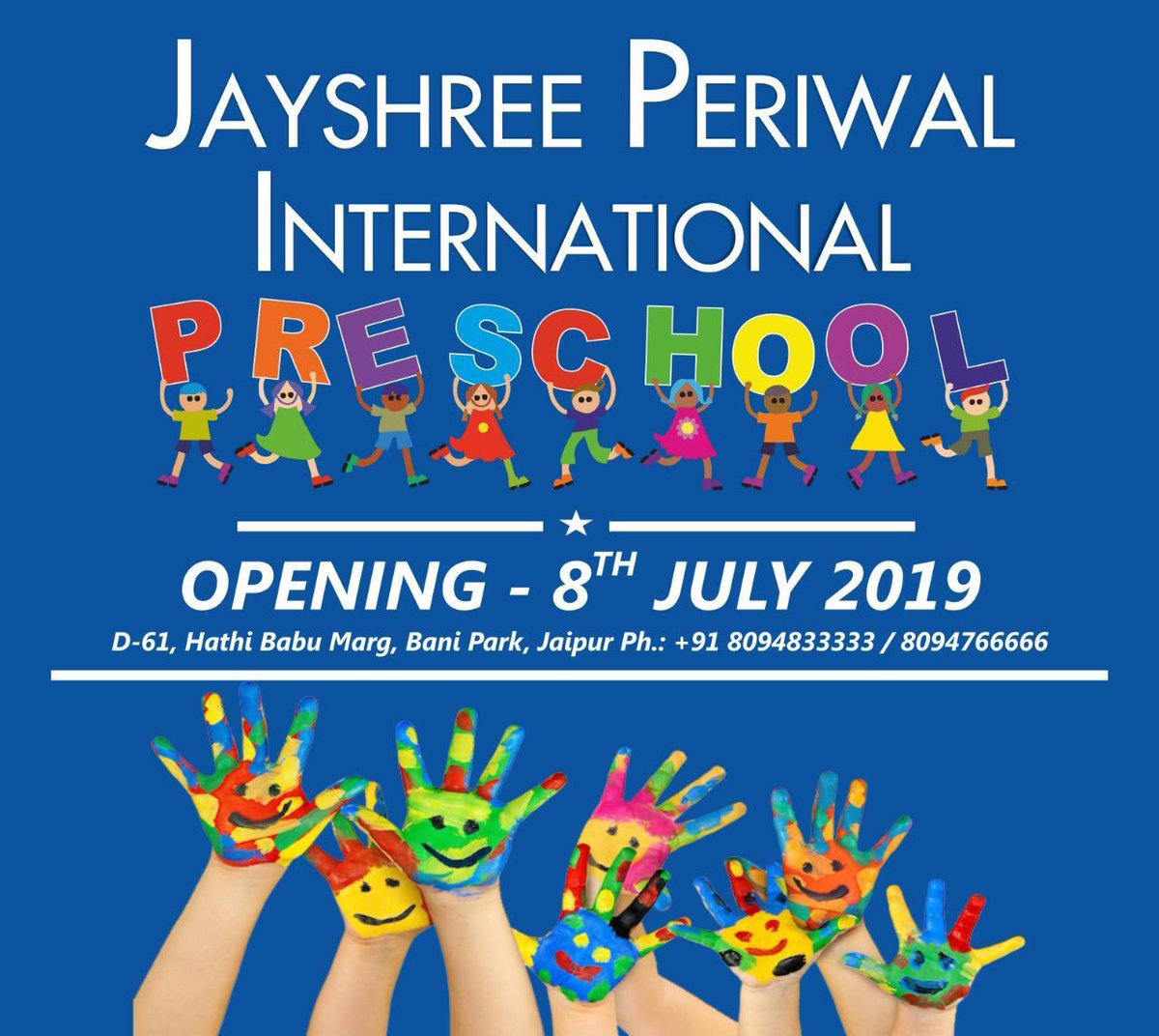 Jayshree Periwal International Preschool - Opening this July 2019 at Bani Park