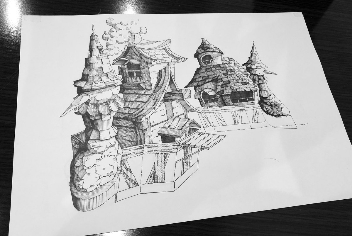 ペン画 オリジナル オリジナルイラストペン画モノクロ紫 - メルカリ