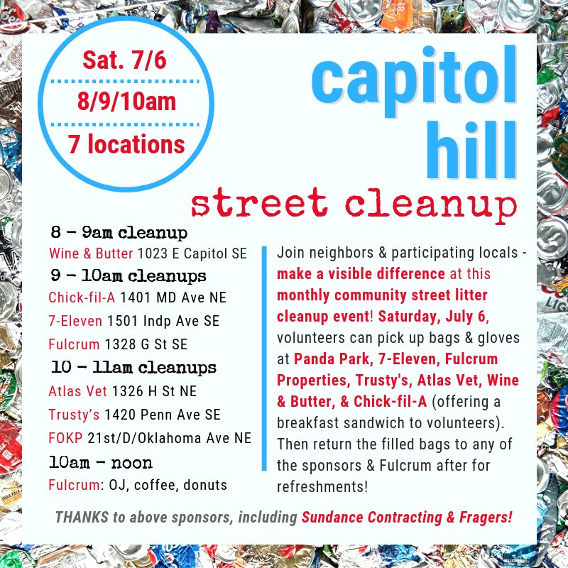 Hey neighbors, we’re still cleaning up today despite the heat and the holiday! Come join us at 9am at 1328 G St SE! #CapitolHill #Cleanup #Ward6