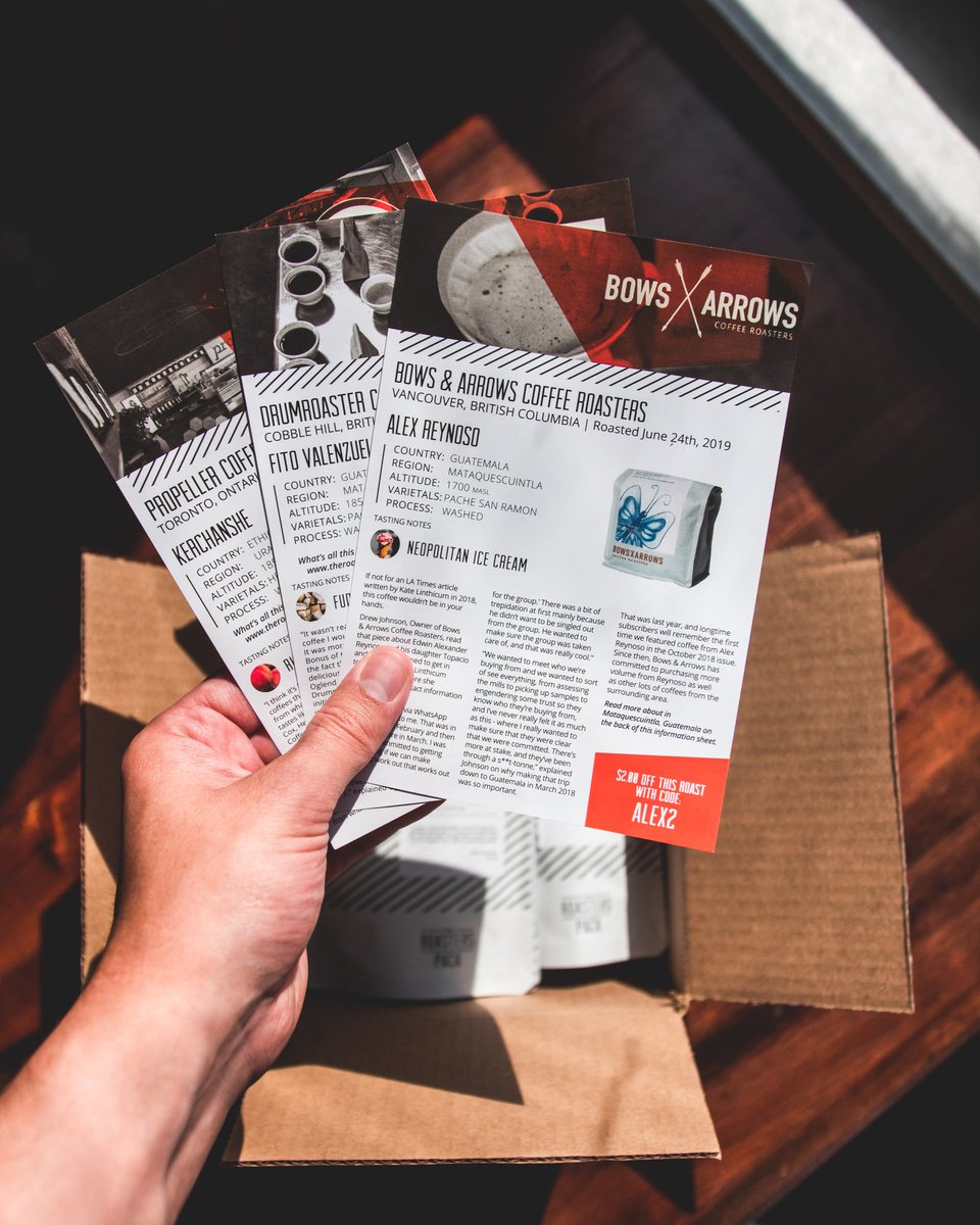 TheRoastersPack's tweet image. 🙋🏽‍♀️ Say "Hi!" to the July issue of The Roasters Pack. This month we're featuring a beautiful peachy Ethiopian from @propellercoffee &amp;amp; two distinct coffees from the Mataquescuintla region of Guatemala 🇬🇹 from @BowsXArrows and @drumroaster from beautiful Vancouver Island 🌊