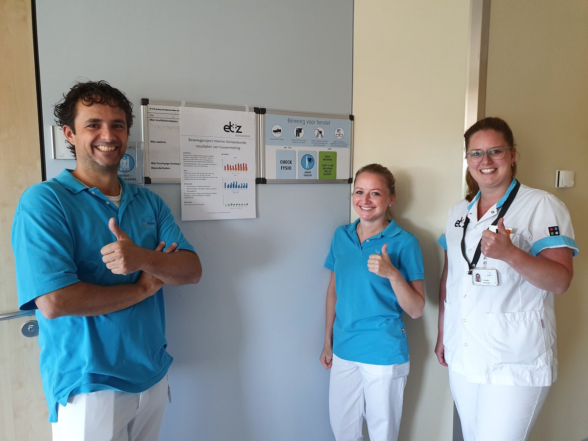 Het gebruik van een beweegbord op de afdeling zorgt ervoor dat patiënten sneller en vaker uit bed komen - op Interne geneeskunde maar liefst een score van 42% meer! #beweegbord #bewegen