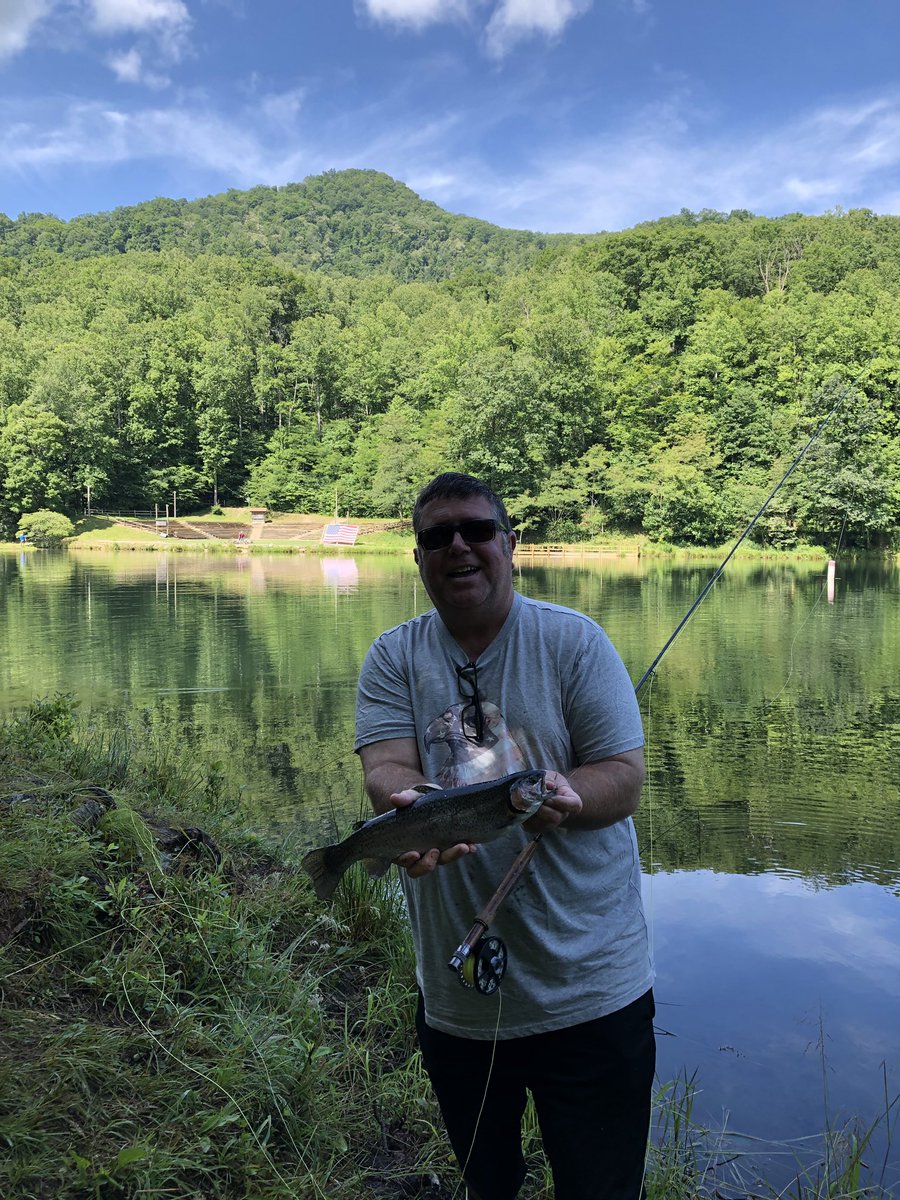 My first #NorthCarolina #RainbowTrout on my @RedTruckFlyRods 5wt. @H2OWorksLamson @RIOProducts @FIFRTV @FlyfishJournal @flyfishmagazine @LelandFlyFish