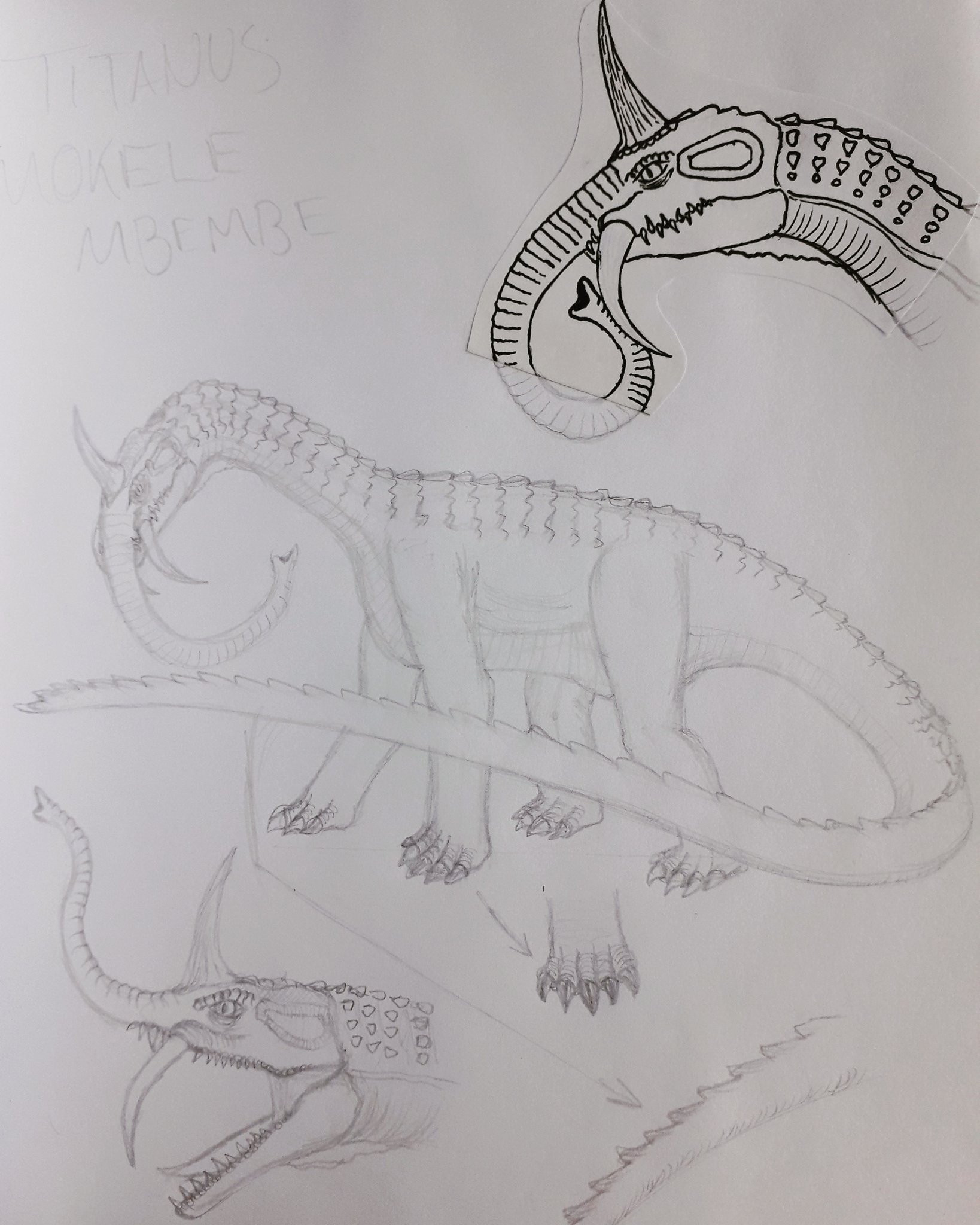 Godzilla vs Titanus Mokele Mbembe sketch by me.Any suggestions