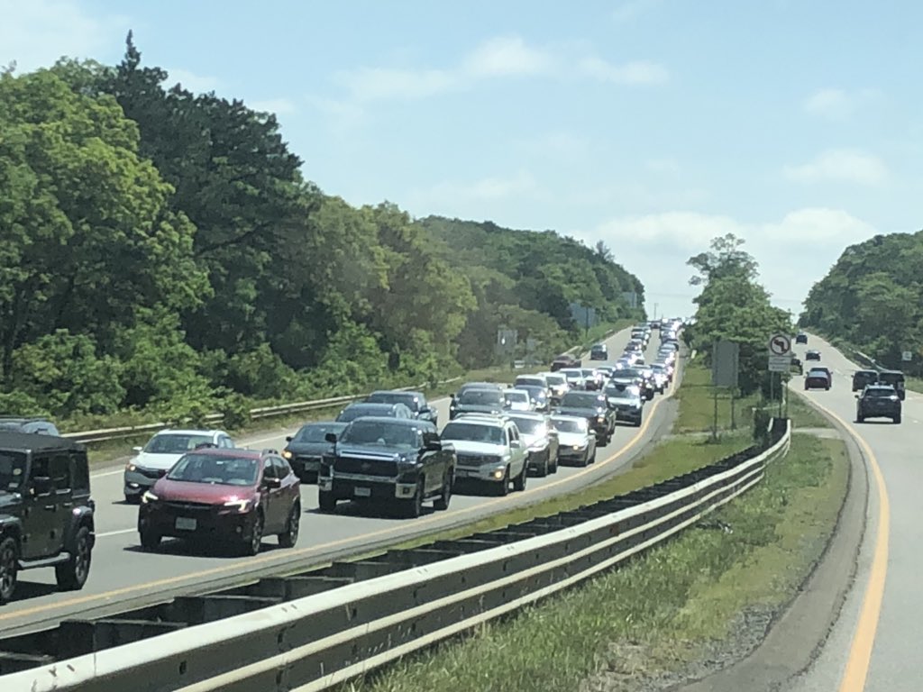 The Q getting off Cape Cod, way longer than getting on