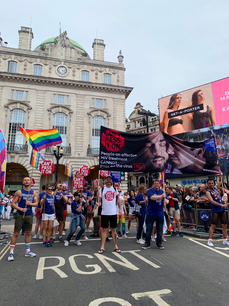THTorguk's tweet photo. London! Can you hear us?! 

People on effective treatment #CantPassItOn. Fact. 

Yet only 19% of Brits know this. Ditch the stigma and trust the science. @PrideInLondon https://t.co/AWU9WcU5JK