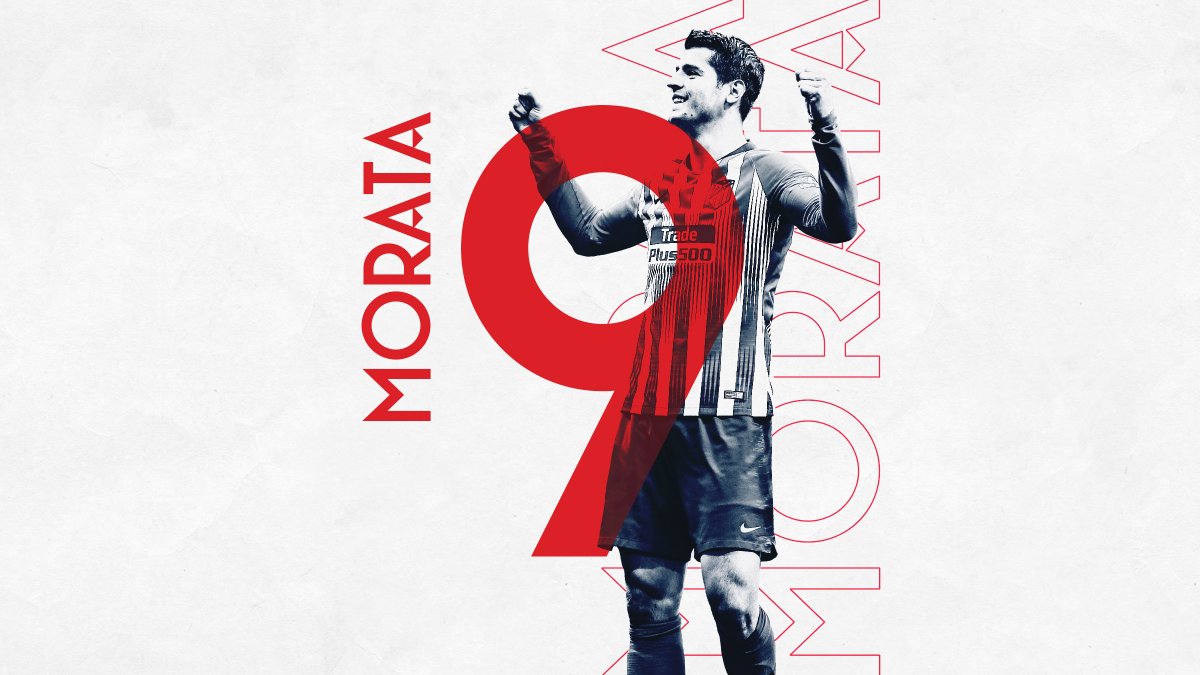 Atleti's tweet photo. 🏧🔴⚪ ¡@AlvaroMorata llevará el '9' a la espalda! 
➡  https://t.co/hWOvoKoxrV
#AúpaAtleti https://t.co/stMTGtUT0M