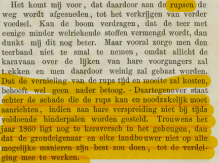 Leoniechapel's tweet image. Las net dat @PartijvdDieren de oorzaak van de processierups wil aanpakken: De intensieve landbouw! Omdat ik de beroerdste niet ben, bijgevoegd een krantenartikel uit 1875, je weet wel die tijd van extensieve landbouw met wat oplossingen voor de processierups plaag (2e in 15 jaar)