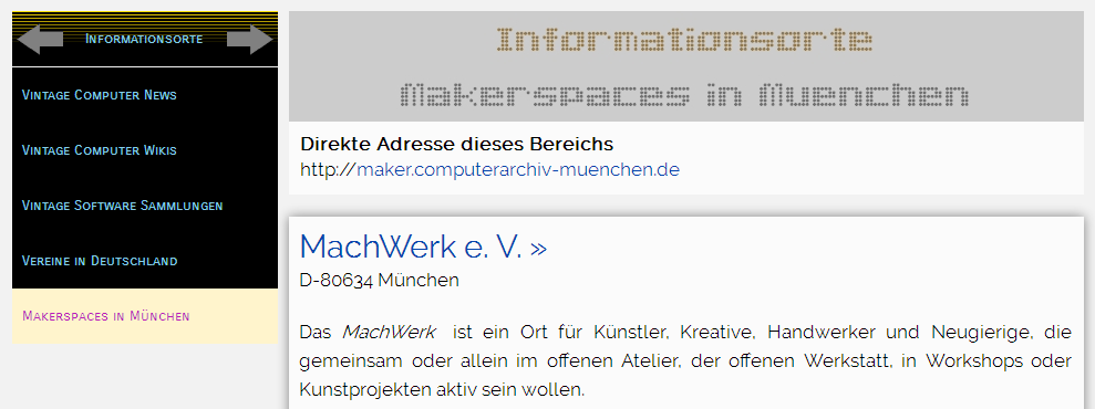 [Vorstellung] maker.computerarchiv-muenchen.de  ALLE Makerspaces in #muenchen // #MakerFaire #VintageComputing #RetroGaming
