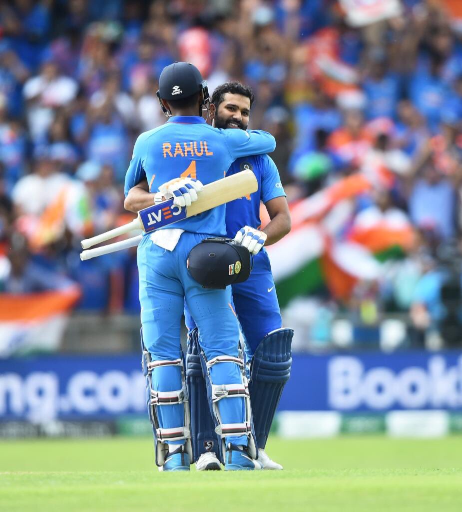 Unbelievable consistency from Rohit Sharma, World Cup 100’s running in him like haemoglobin in our bloods. A good 100 from KL Rahul as well and a well deserved win for Team India. Semi Finals kiske saath lag raha hai ? #IndvSL