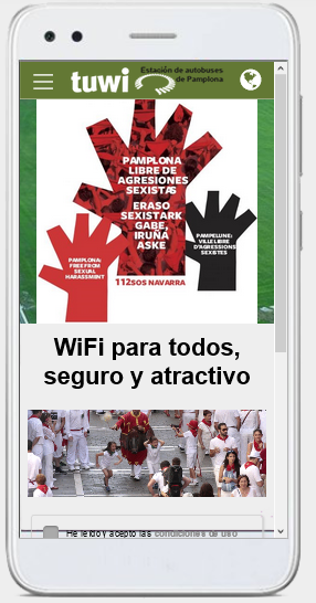WIFINOVA's tweet photo. Desde hoy la WiFi de la Estación de Autobuses de Pamplona da la bienvenida a los San Fermines con un mensaje sobre "Pamplona libre de agresiones sexistas".

Si llegas a Pamplona en autobús, conéctate gratis a la red WiFi. https://t.co/zACXCXlWFv https://t.co/QjL7VUNiZG