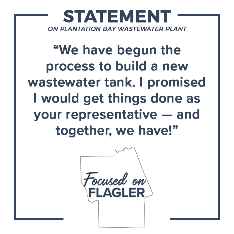 JoeMullinsFL's tweet photo. Please see a statement with an update on the design phase for the new Plantation Bay wastewater plant. https://t.co/NINEVOj2Gl