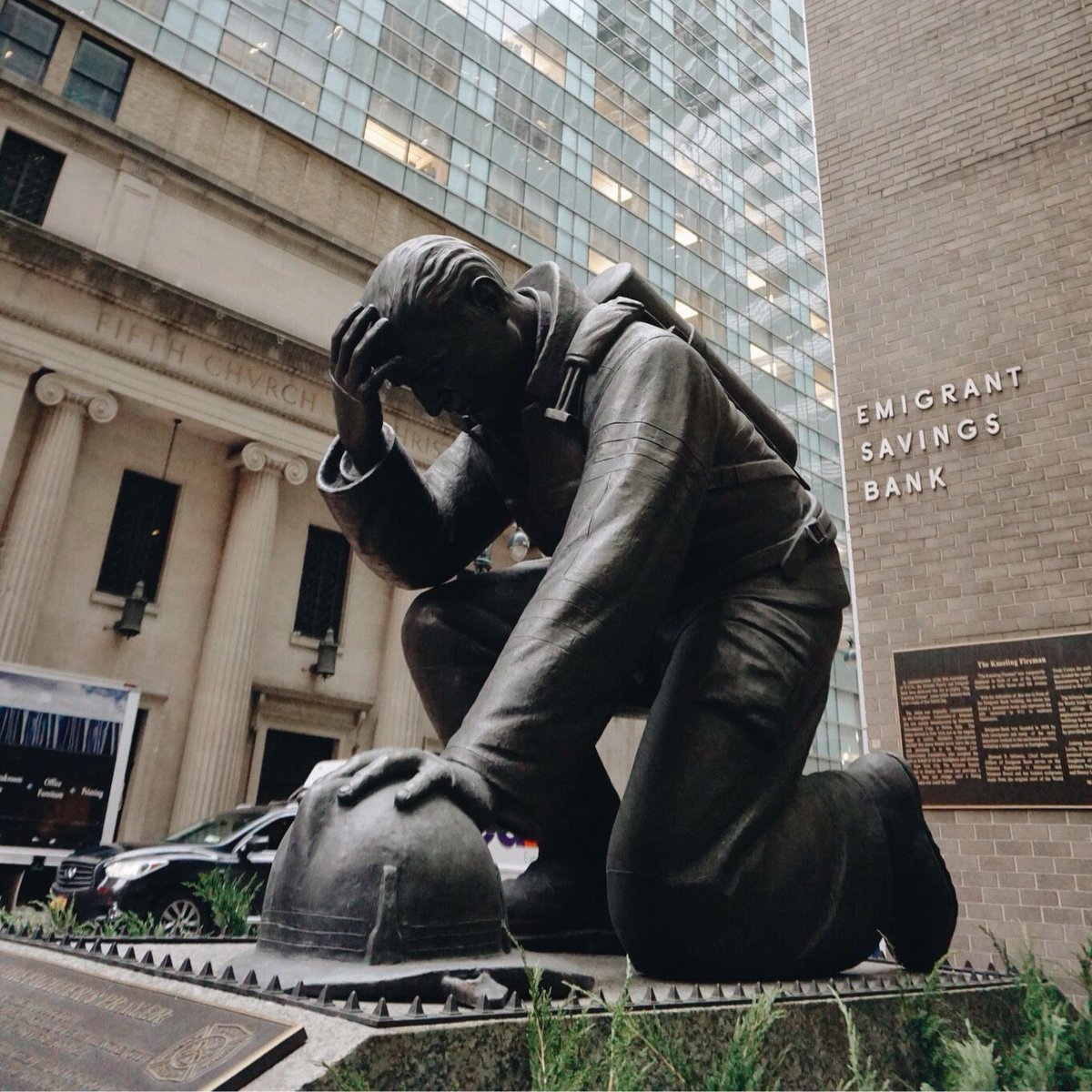 #localsknow that near 43rd and 5th, you'll find a statue that serves as a memorial for 9/11. It was donated by the Firefighters Association of Minneapolis and placed in its current spot on the 10-year anniversary.
.
For more NYC tips, follow our Instagram: @nycurbanadventures