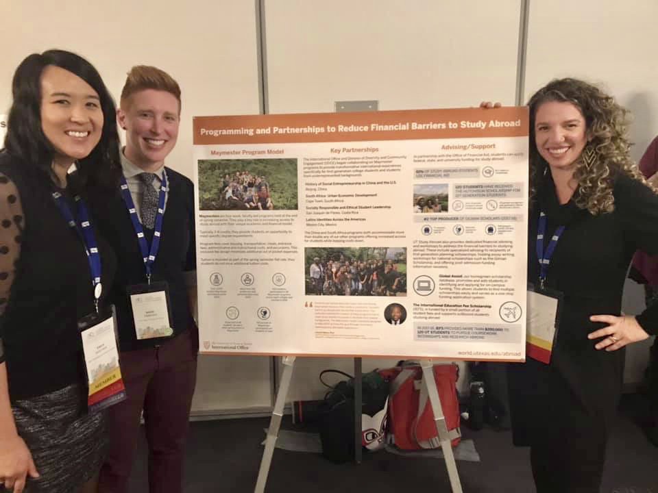 UTexasGlobal's tweet photo. Our study abroad staff are champions of diversity & inclusion! Program coordinators Thuy Nguyen and Kate Osmond and Asst. Director Amy Exah presented this week at @diversityabroad on “Programming and Partnerships to Reduce Financial Barriers to Study Abroad” 👏👏#UTstudyabroad https://t.co/eRMnQyg0hY