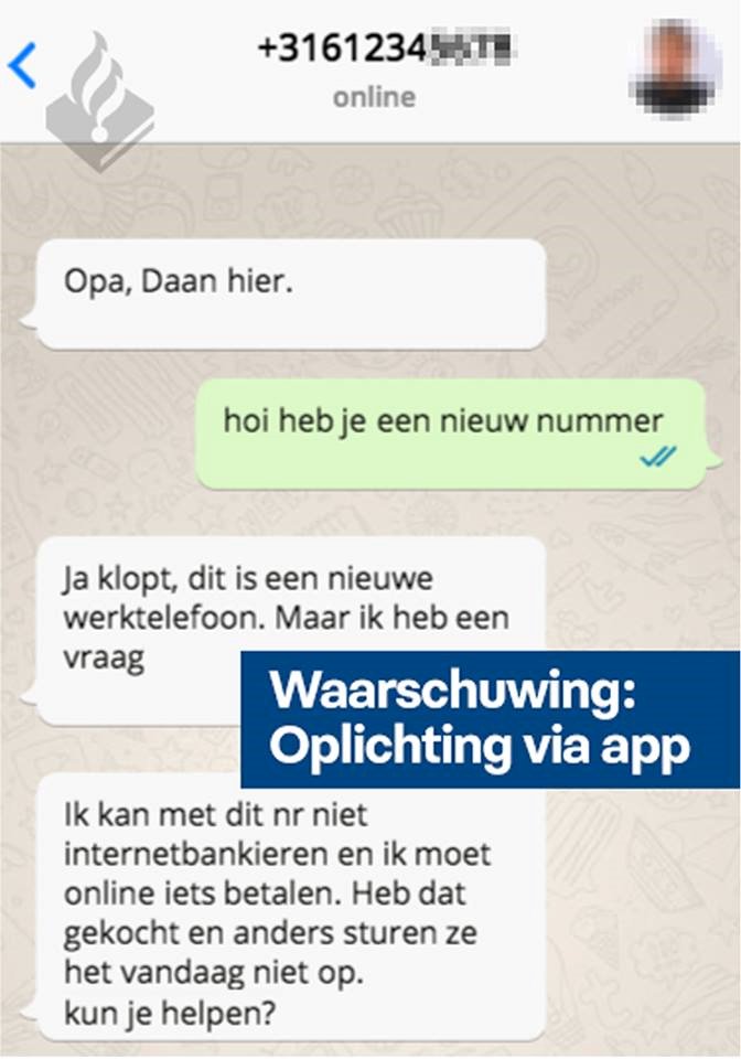 “Mijn telefoon is in de toilet gevallen dus ik app je met een nieuw nummer. Trouwens, ik kan nu niet bij mijn internetbankieren dus zou jij misschien wat geld kunnen overmaken?' facebook.com/EenheidRotterd…