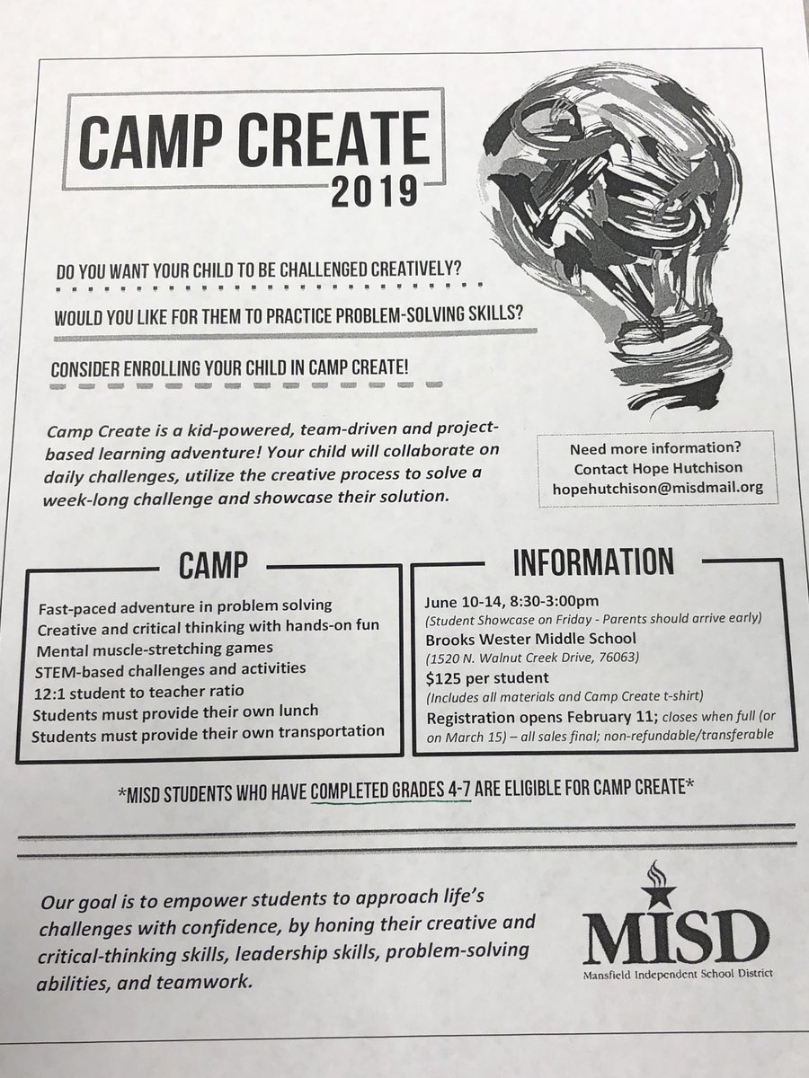 7th grade students check out Camp Create!