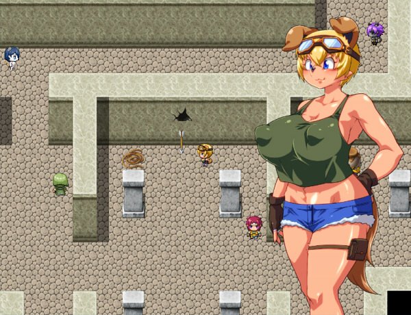 [制作状況]ゲーム「トレジャーハンタークゥと古の王」のスクリーンショットその2っす♪ お宝がある遺跡の中には罠があるみたいっす! でも、怖がらなくても大丈夫っす! 服を着てると1回だけセーフっす! ・・・服は破れるっすけどね。 あ、ついでに服ごとに破れ方も変わるっすよ♪ 