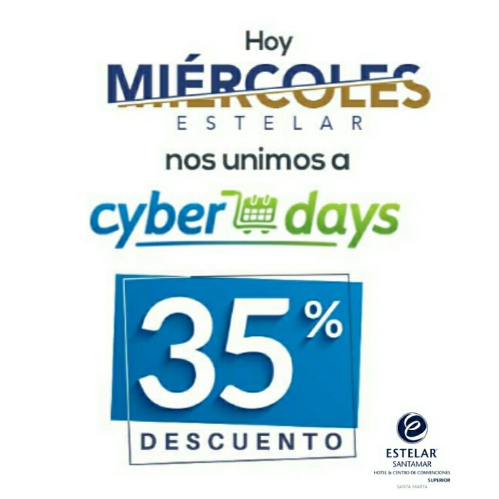 JessyBjessyB's tweet photo. Disfruta las mejores ofertas #EstelarSantamar el día de hoy en nuestro #MiercolesCyberdays Haz tu reserva en la Wed Oficial https://t.co/T9X9P1g0JF ¡Aprovécha! https://t.co/VPd9sf8k3M