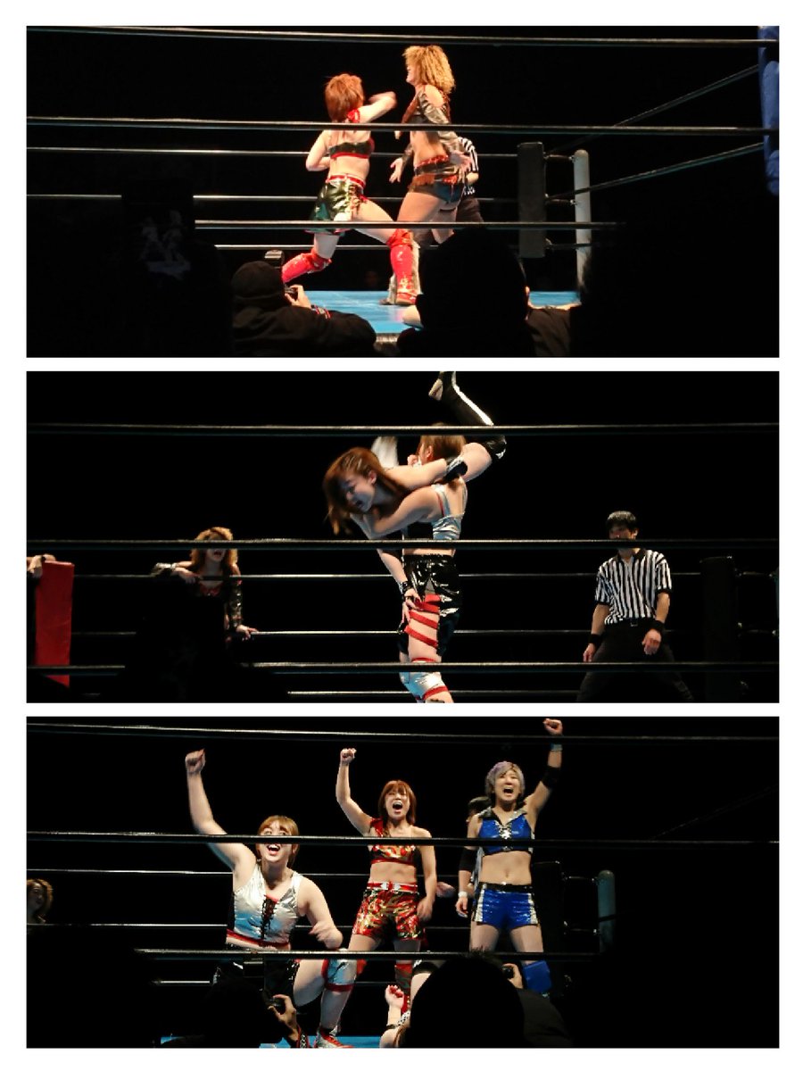 wakaeternal's tweet photo. #アクトレスガールズ #ACT36 #新木場1stRING #2019・2月17日
関口翔さん高瀬みゆきさん有田ひめかさんvs沙紀さん清水ひかりさんさくらんボニータさんの試合です

アクトレスガールズBeginning vs Color'sと言う印象が色濃く出た内容でした https://t.co/zK1f6erwjT