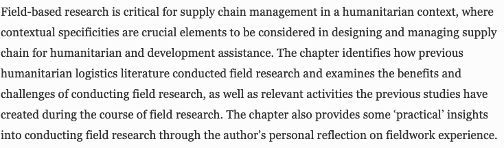 RILOHA_Team's tweet photo. #ResearchUpdate
So Much of Research Is Context: #Fieldwork Experience in #Humanitarian #Logistics https://t.co/MXzyIfYP5N #riloha #mojtabasalem https://t.co/7OTDey0sZf