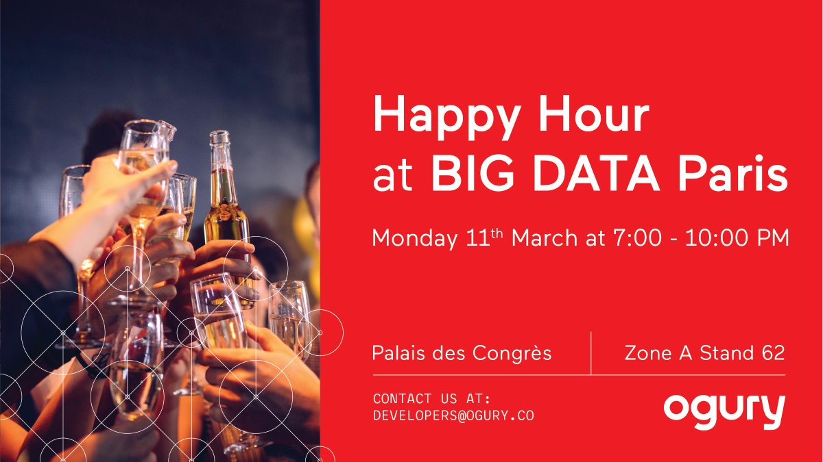 Attending <a href="/bigdataparis/">BIG DATA & AI PARIS</a> ? Join the Ogury team in the Zone A, stand 62,at 7pm for an exclusive Happy Hour with free flowing drinks, food and music. Let’s celebrate together the bright future of Mobile Journey Marketing. Come and join us. 

#SharingIsCaring #MJM #HappyHour