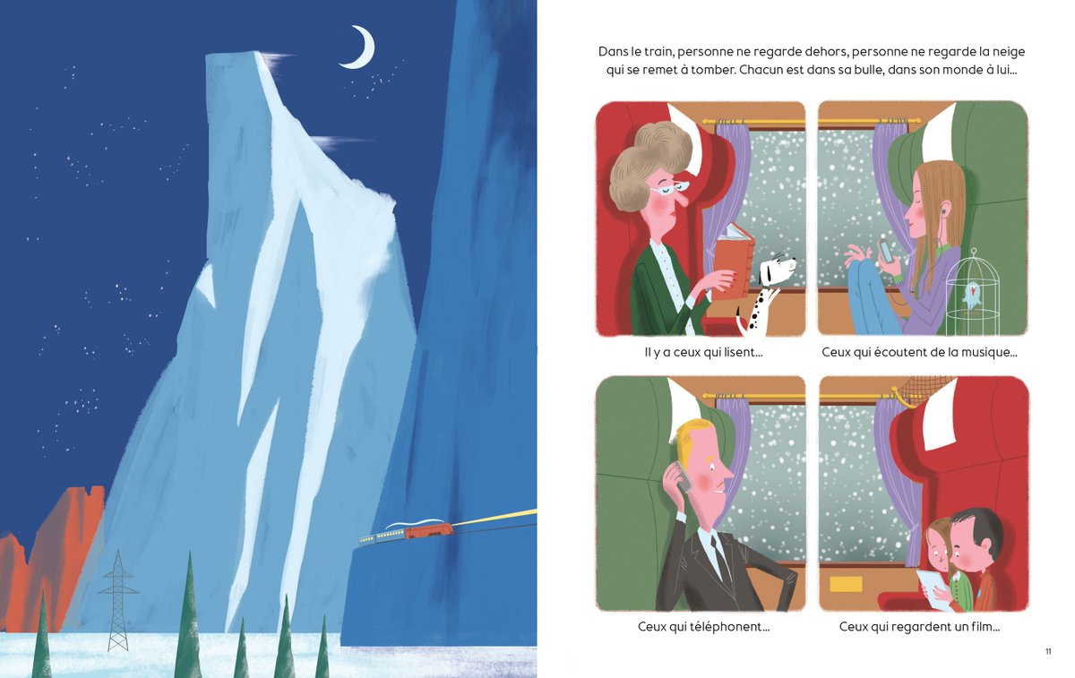 Para Navidad, Marie y su papá toman el tren nocturno a la casa de la abuela. El tren se detiene en medio de un bosque, Marie decide salir a dar un pequeño paseo. Cuando entra en el bosque se encuentra con un grupo de elfos y se olvida del tren.. Dchos disponibles #picturebook