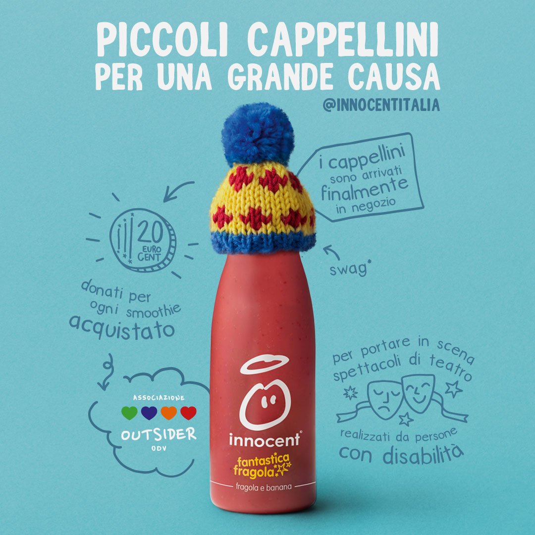 dentsuIT's tweet photo. innocent, brand leader in Europa nella produzione di succhi di frutta freschi e smoothie 100% naturali fatti con tanta frutta, niente zuccheri aggiunti, niente concentrati né conservanti, dal 4 marzo è on air a Milano con la campagna di affissione "Tanto di cappellino".
#Vizeum https://t.co/qNFuvoy4O0