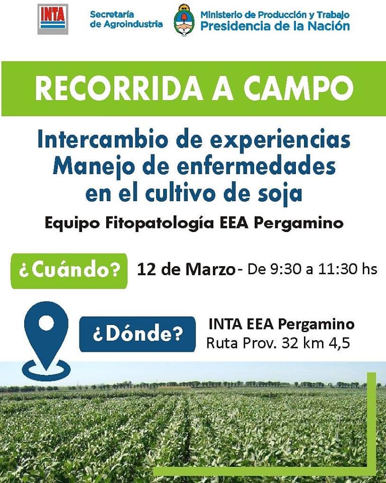 Intercambio de experiencias de #enfermedades en el cultivo de #soja en #INTAPergamino tiene fecha 👇