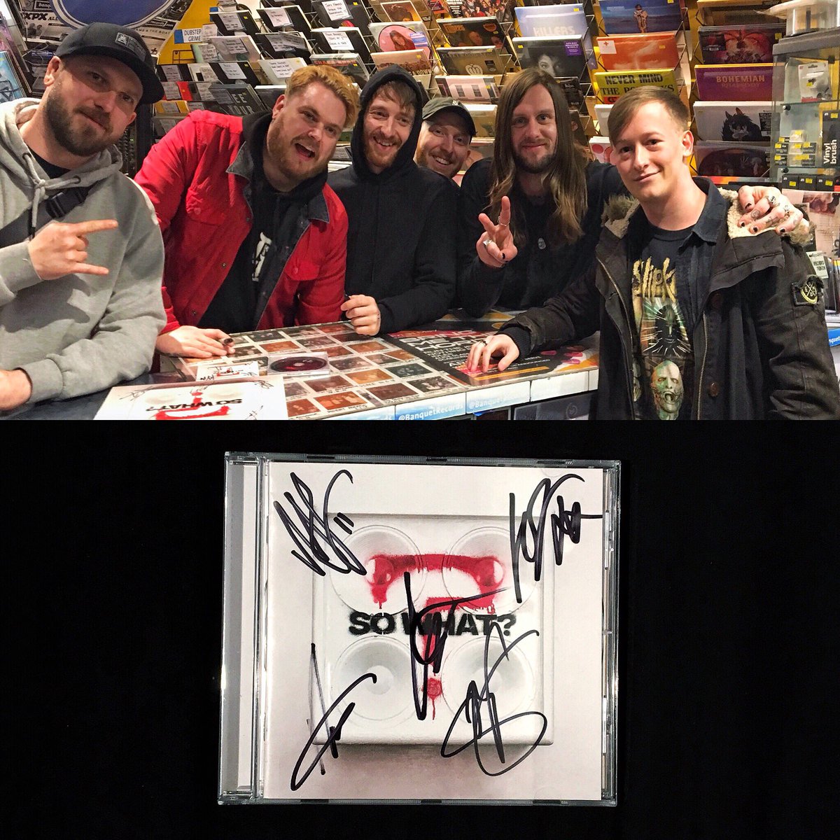 Yesterday with @whileshesleeps at @BanquetRecords! 
instagram.com/p/Buqcn3LnHwZ/
#WhileSheSleeps #BanquetRecords #SoWhat #AlbumSigning