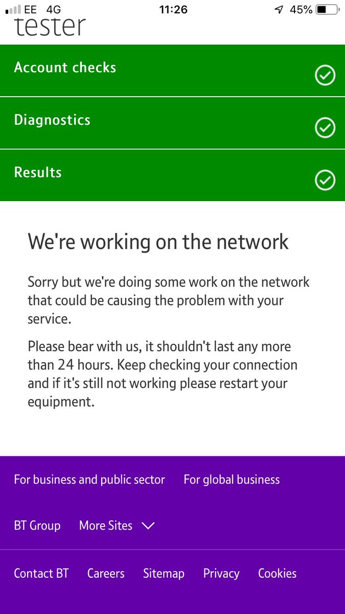 KDeacon11's tweet photo. #BT JUST DROPS MY NETWORK says “doing some work on our nwk” and tel me it’s only 24hrs outage!  Jeez u idiots folks gotta work! https://t.co/otVfJQqmHn