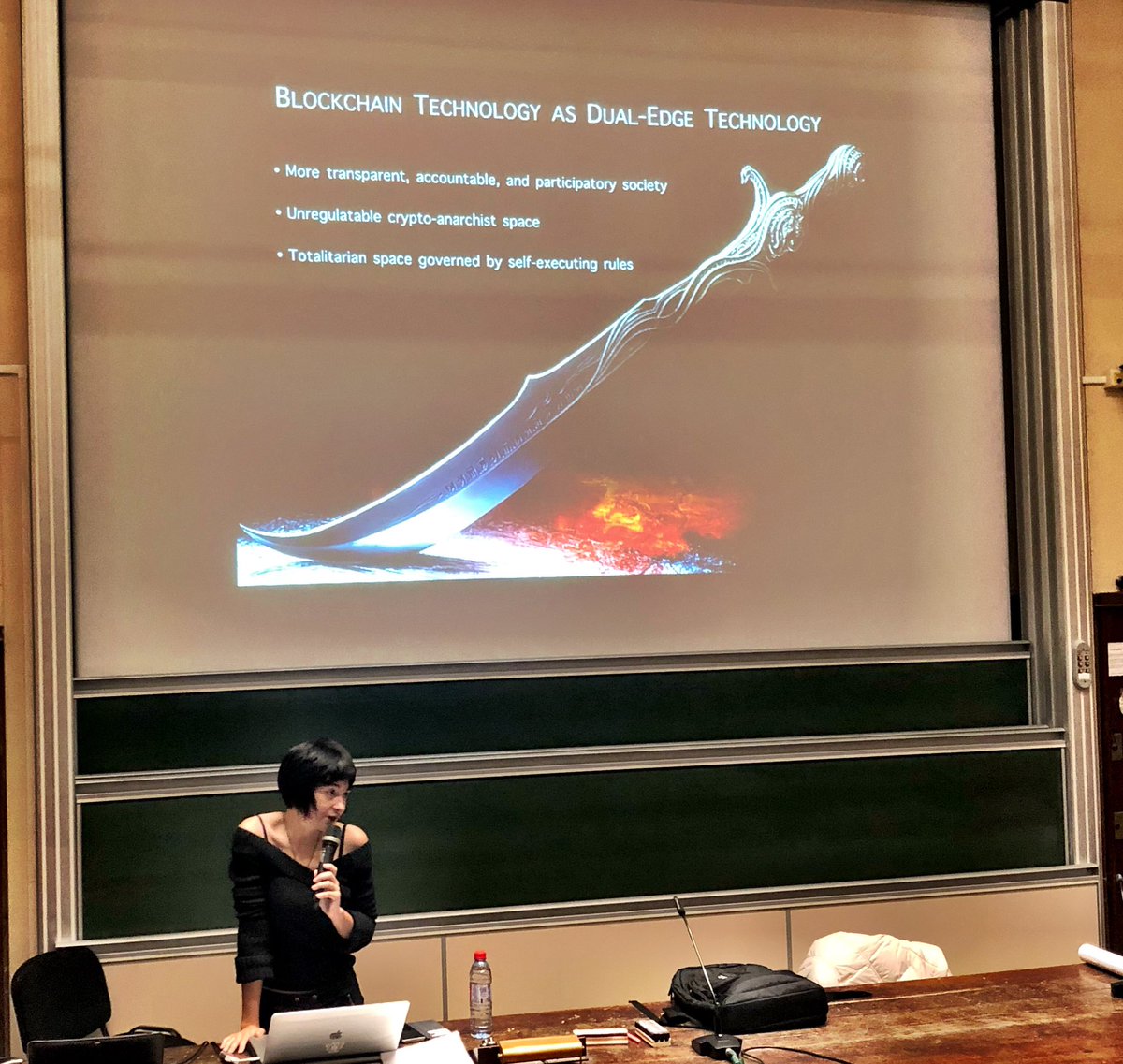 Blockchain enables very different outcomes..participatory society, cryptoanarchic space, totalitarian states governed by automated rules. Technical decisions re architecture have political implications. What do we want to build? Our decisions are not neutral <a href="/yaoeo/">Primavera De Filippi</a>  #EthCC