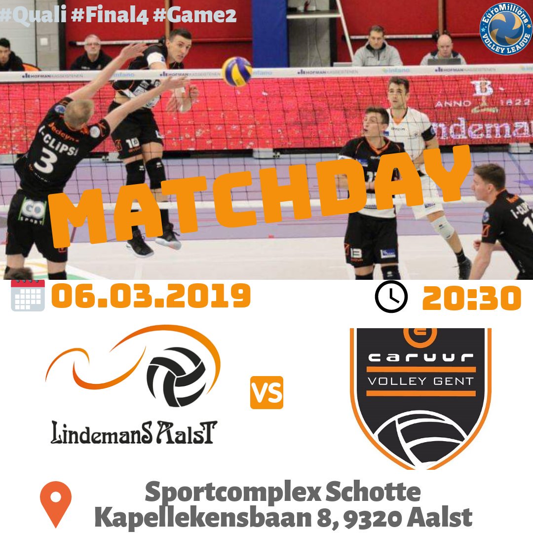 .#⃣ #matchday #homegame
🏐 #LindemansAalst 🆚 Gent
🏆 #Quali #Final4 #Game2 #EMVL #EuroMillionsVolleyLeague
🕖 20:30
📍 Sporthal Schotte, Kapellekensbaan 8, 9320 Aalst