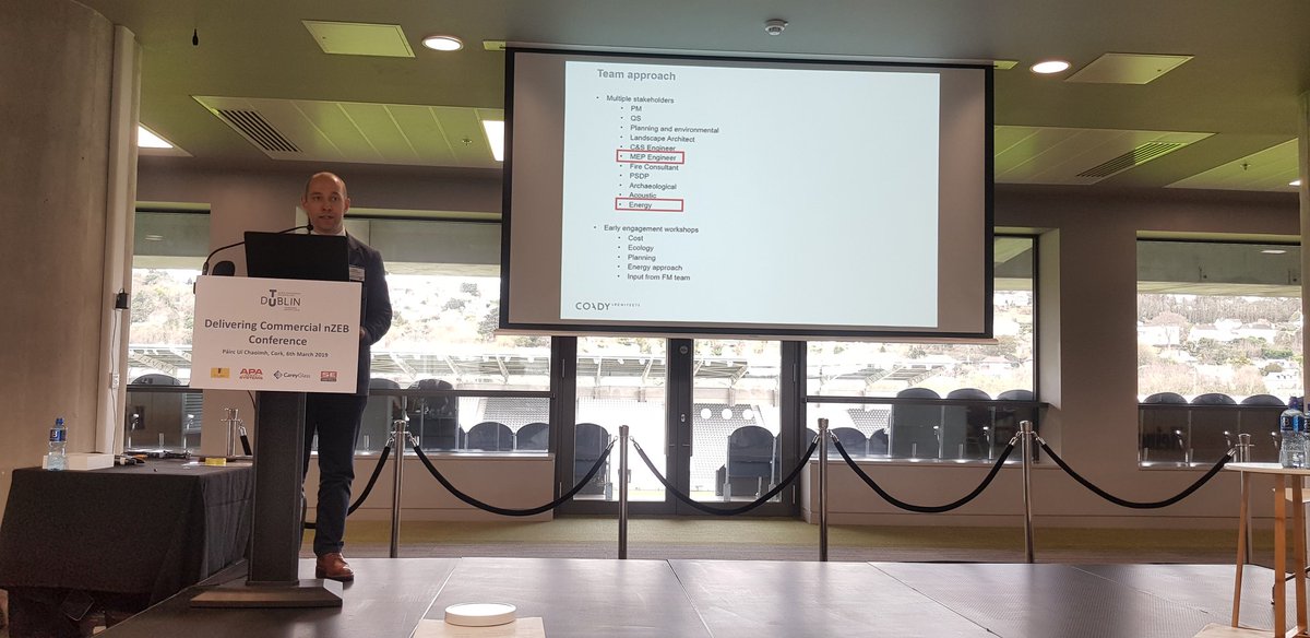 AndrewPassivate's tweet photo. Donal O'Donoghue of Coady Architects discussing the importance of engaging energy &amp; MEP consultants at an earlier stage in the design process. Hear here! https://t.co/QnY1ZHHKjE