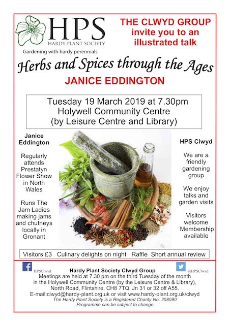 HpsClwyd's tweet photo. @HardyPlantSoc Whether you are a plant lover or a foodie (or quite possibly both), this is a meeting to look forward to. All welcome - visitors and members. Make a date - Tuesday 19th March - see you there, culinary delights on offer! https://t.co/YP1QltqJg8