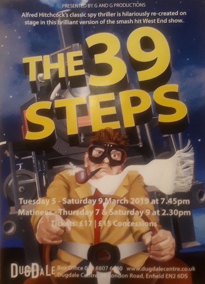Treat yourself to 2 hrs of fun @The_Dugdale  (6-9 March) with #GandGProductions staging of award-winning West End comedy THE 39 STEPS, based on #AlfredHitchcock adaption of #JohnBuchan novel. Tickets &amp; further info from Dugdale box office bit.ly/DC39Steps <a href="/EnfieldDispatch/">Enfield Dispatch</a>
