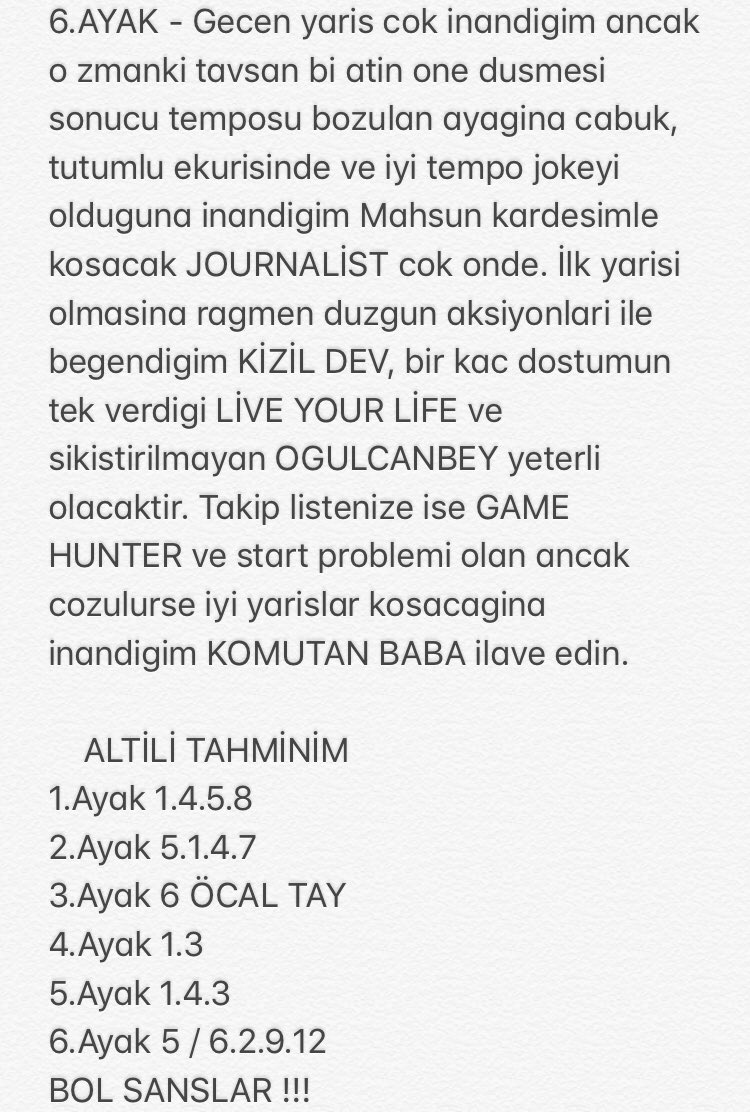 OdinEmre's tweet photo. 06.03.2019 BURSA TAHMİN ( ekte )

#ganyan #altili #altiliganyan #ganyantuyo #altilituyi #tahmin #altilitahmin #tjk #yaris #yaristahmin #bursatahmin #bursatuyo https://t.co/7WRHXEMsZS