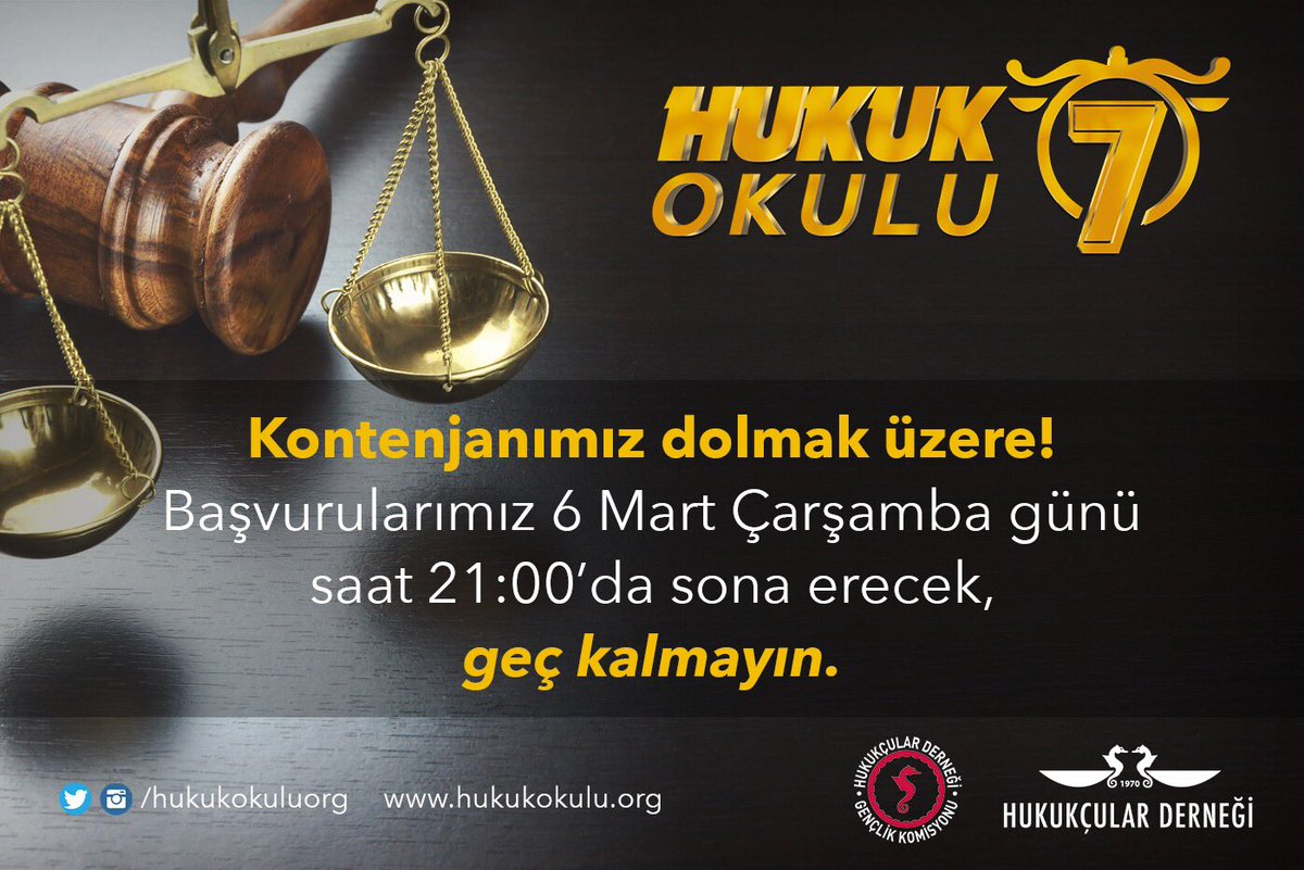 Hukuk Okulu 7 başvurularının sona ermesine çok az bir zaman kaldı!

🌐hukukokulu.org bu akşam saat 21:00’a kadar sizleri bekliyor olacak,ziyaret etmeyi unutmayın📲